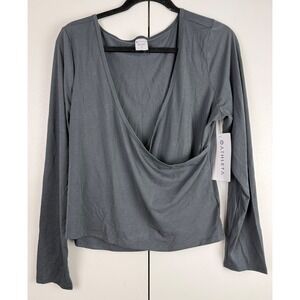 Athleta Fast Track With Ease Rib Reversible 2 in 1 Top Slate Blue XL NWT 524809